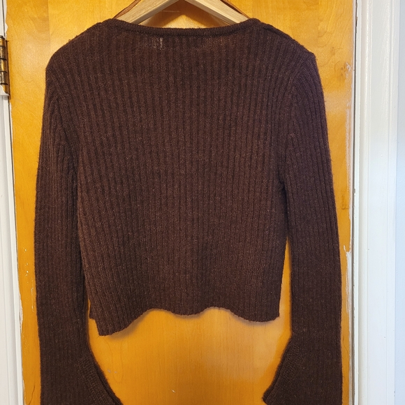 Monteau Los Angeles Deep Brown Ribbed Cardigan - Picture 2 of 10
